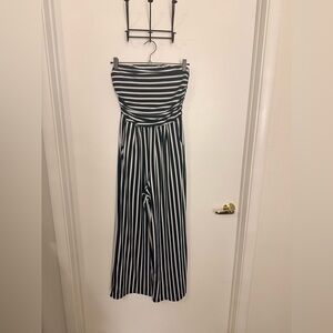 Poof! Monochrome Striped Jumpsuit